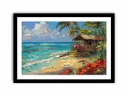Beachside House Canvas Framed Art