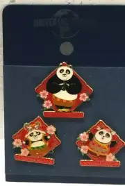 SET OF 3 UNIVERSAL STUDIOS KUNG FU PANDA PINS