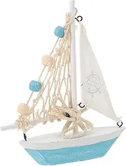 ABOOFAN Mediterranean Style Sailboat Model Seashell Boat Decor Wooden Craft Nautical Home Decor