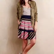 NWT Anthropologie Maeve Ellery Striped Ribbon Skirt Size 0