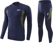 [FEESHOW] Men's Thermal Underwear Set Base Layers Winter Sports Compression Long Johns Long Sleeve Tops Pants