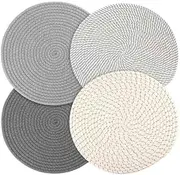 Trivets for Hot Dishes, Large Trivet for Hot Pots and Pans 8 inches, Hot Pads for Kitchen Table, Coasters Cotton Mat to Protect Counter, Cooking Potholder (4 Pcs)