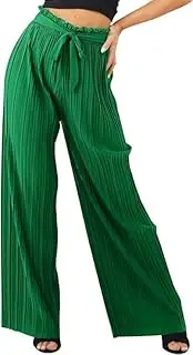 [Generic] Womens Wide Leg Pants High Waisted Lounge Pants Pleated Palazzo Pants Casual Tie Knot Sweatpants