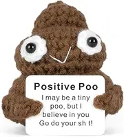 GIFTIARA Funny Positive Poo, Cute Crochet Potato Partner Toy with Positive Card Cheer Up Funny Gag Gifts for Best Friend Birthday Housewarming Women Teacher Fall