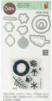 Christmas Hanging Ornaments Sizzix Stamp & Framelits Die Set 663680 NEW!
