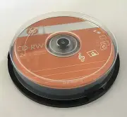 10 Pieces HP Logo 12X CD-RW CDRW ReWritable Blank Disc 700MB in Cake Box