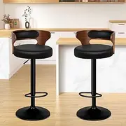 [ALFORDSON] Set of 2 Bar Stool Adjustable Kitchen Stool Ramiro Swivel Counter Dining Chair in 61-82cm Seat Height with Anti-Slip Floor Protector for Home Dining Room Cafe Shops Bars (Black)