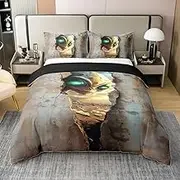 jejeloiu Kids Alien Printed 100% Cotton Duvet Cover Outer Space Alien Bedding Set Queen Size Boys Girls Bedroom Room Decor 3D Alien Comforter Cover Space Alien Bedspread Cover ，No Comforter
