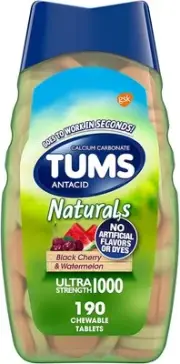 TUMS Naturals Ultra Strength Antacid Chews for Heartburn Relief, Great for a Sum