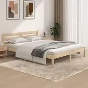 Bed Frame Without Mattress 150x200 cm,Wooden Bed Frame with Sturdy Slats and Headboard for Comfort and Style Fits AU Queen Size Mattress Bedroom Furniture