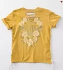 New Womens Affliction Harkness Angel Wings Cross Tribal Yellow T-Shirt Top S-XXL