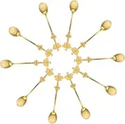 LABRIMP 10pcs Crown Shaped Spoons Elegant Stainless Steel Mini Spoons for Coffee Tea Desserts Ice Cream Long Handle Design for Comfort Versatile Use Home Cafes