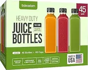 DECADORN 12oz Plastic Juice Bottles For Juicing - 45 Pack Plastic Bottles With Caps - MADE IN USA Juicing Bottles Reusable With Lids - Juicer Bottles With Tamper Evident Caps - Juice Containers