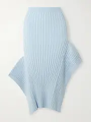 [Stella McCartney] Stella McCartney - Asymmetric Ribbed Organic Cotton Midi Skirt - Light blue - xx small xx small Blue