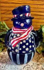 Fenton** PATRIOTIC SNOWMAN FAIRY LIGHT/LAMP**Super Fenton Exc. #4/20
