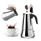 Espresso Maker Cup Stove Top Coffee Percolator Moka Pot Stainless Steel 4/6 Cup