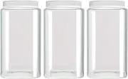 Silicook Clear Plastic Jar, Set of 3 - Square Shaped, Transparent, Food Storage Container, Kitchen & Household Organization for Dry Goods, Spices, Vegetables, Ingredients and More L Clear