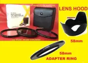 RING ADAPTER+FILTER KIT+HOOD for CAMERA FUJI FINEPIX S8630 S8650 58mm CPL,UV,FDL