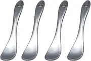 4 Pieces Zinc Alloy Makeup Spatula Eye Cream Spoon Beauty Scoop Mini Spoon Makeup Beauty Spoons Mini Cosmetic Skincare Spatula for Cream Lotions, Spoon Shaped, Silver-Color