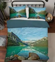 3D Mountain Lake 1496NA Bed Pillowcases Quilt Cover Duvet Kathy Barefield Fay