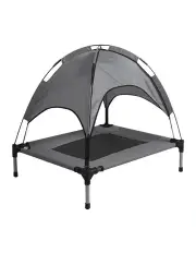 [PaWz] Elevated Trampoline Pet Bed With Canopy M in Grey