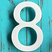 Modern 8-Inch House Numbers/Anti-fade & Rustproof Address Number for Home - Float or Flush Mounting Mailbox Number/White/Number 8