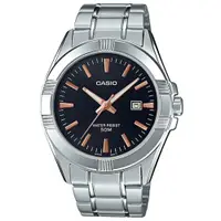 在飛比找PChome24h購物優惠-【CASIO 】型男白領簡約時刻不鏽鋼腕錶-黑(MTP-13