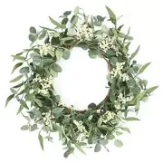 20'' Eucalyptus Wreath for Front Door, Porch, Window - Green Decor 20" White