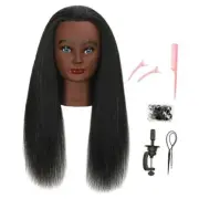 Real 100% Human Hair Mannequin Head with Table Clamp Stand for Natural Black