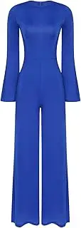 [TiaoBug] Womens Lyric Dance Jumpsuit Gymnastic Unitard Romper Flared Sleeve Bell Bottom One Piece Bodysuit