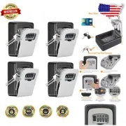Portable 4-Digit Combination Lock Box for Key Storage - Indoor & Outdoor Use