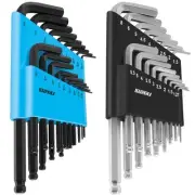 36-Piece Hex Key Allen Wrench Set with Ball End - SAE/Metric Sizes and 2 Stor...