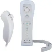 Wii Remote Controller, Replaceable Remote Game Controller with Nunchuck Joystick, Silicone Case and Wrist Strap for Nintendo Wii and Wii U (White)