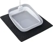 Senior Cat Litter Box with Mat, Low Entry for Arthritic Cat, Handicap Disabled C