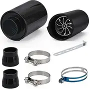 3" Universal Car Cold Air Intake System With Fan Racing Carbon Fiber Cold Feed Induction Air Intake Filter Kit Filter Box(With Fan)