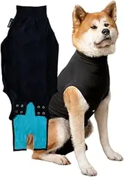 Suitical Recovery Suit for Dogs - Dog Surgery Recovery Suit with Clip-Up System - Breathable Fabric for Spay, Neuter, Skin Conditions, Incontinence - 67-76 cm Neck to Tail - Large Dog Suit, Black