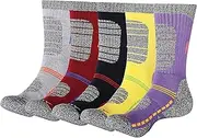 [KONY] 5 Pack Women's Full Cushion Outdoor Performance Hiking Trekking Camping Socks Moisture Wicking All Season Gift