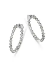 Bloomingdale's Fine Collection Diamond Inside Out Medium Hoop Earrings in 14K White Gold, 2.50 tcw