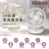 在飛比找momo購物網優惠-【HERAN 禾聯】12吋3D擺頭 DC變頻循環扇(HAF-