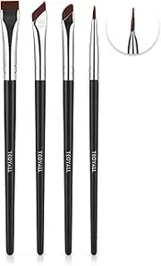 TEOYALL Eyeliner Brushes Set, 4 PCS Ultra Thin Slanted Angled Brush Precision Fine Point Eyeliner Brush Flat Eyebrow Brush (4 Eyeliner Brushes)
