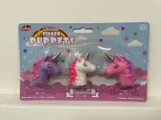 Unicorn Finger Puppets Set of 3 Silicone Unicorn shaped Heads BRAND NEW