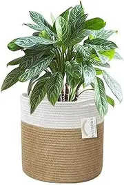 NATTHSWE Plant Basket Large Indoor Plant Pot for 30cm Plant Pots Planter Indoor Cotton Rope Jute Plant Pot Decoration Foldable Laundry Basket Household Storage Basket