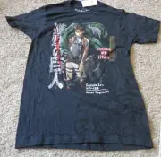 Attack On Titan T-Shirt Captain Levi Scout Regiment Season 3 Anime Black Size S