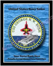 USS George H W Bush CVN 77 Personalized Ship Crest Print on Canvas 2D Effect