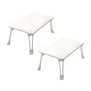 SOGA 2X White Portable Bed Table Adjustable Folding Mini Desk With Cup-Holder Home Decor