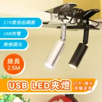 在飛比找momo購物網優惠-USB供電可調光LED夾燈 夾式展示燈大力夾(線長2.5M)