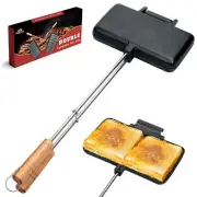Double Pie Irons for Camping Cast Iron, Portable Mountain Campfire Pie Maker,...
