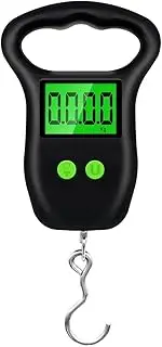 [JAJAJ] Industrial Digital Crane Scale Portable Hand Held Digital Luggage Scale 50Kg 10g Fish Hook Hanging Scale Measuring Tape Backlight LCD Display for Farm,Livestock,Factory,Construction(Small Hook)
