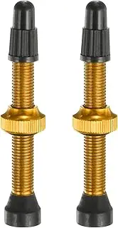 uxcell 2pcs Tubeless Valve Stems 44mm Aluminum Alloy Tubeless Valve Super Light No Leak Durable Valve Stem Caps Multiple Color & Size Fit Most Bicycle Tubeless Rims Pair, Yellow