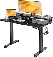 Seang Electric Standing Desk with 2 Drawers, Adjustable Standing Desk with Storage Shelf, Height Adjustable Stand up Desk for Home Office with 3 Presets & 2 Hooks,48 Inch, Black
